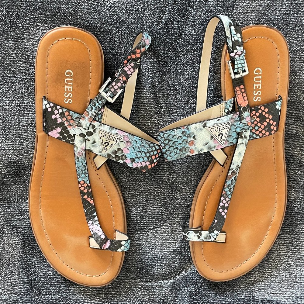 Guess multicolor snakeprint slingback sandals
